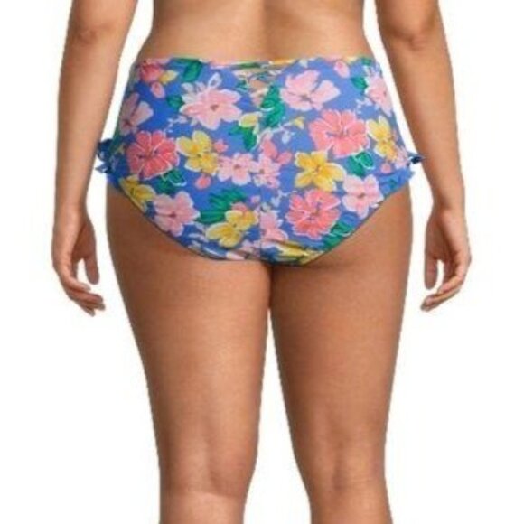 Time & Tru Womens Floral Bikini Bottom With Ruffle Detail Size 2X (20W-22W) - Picture 5 of 9
